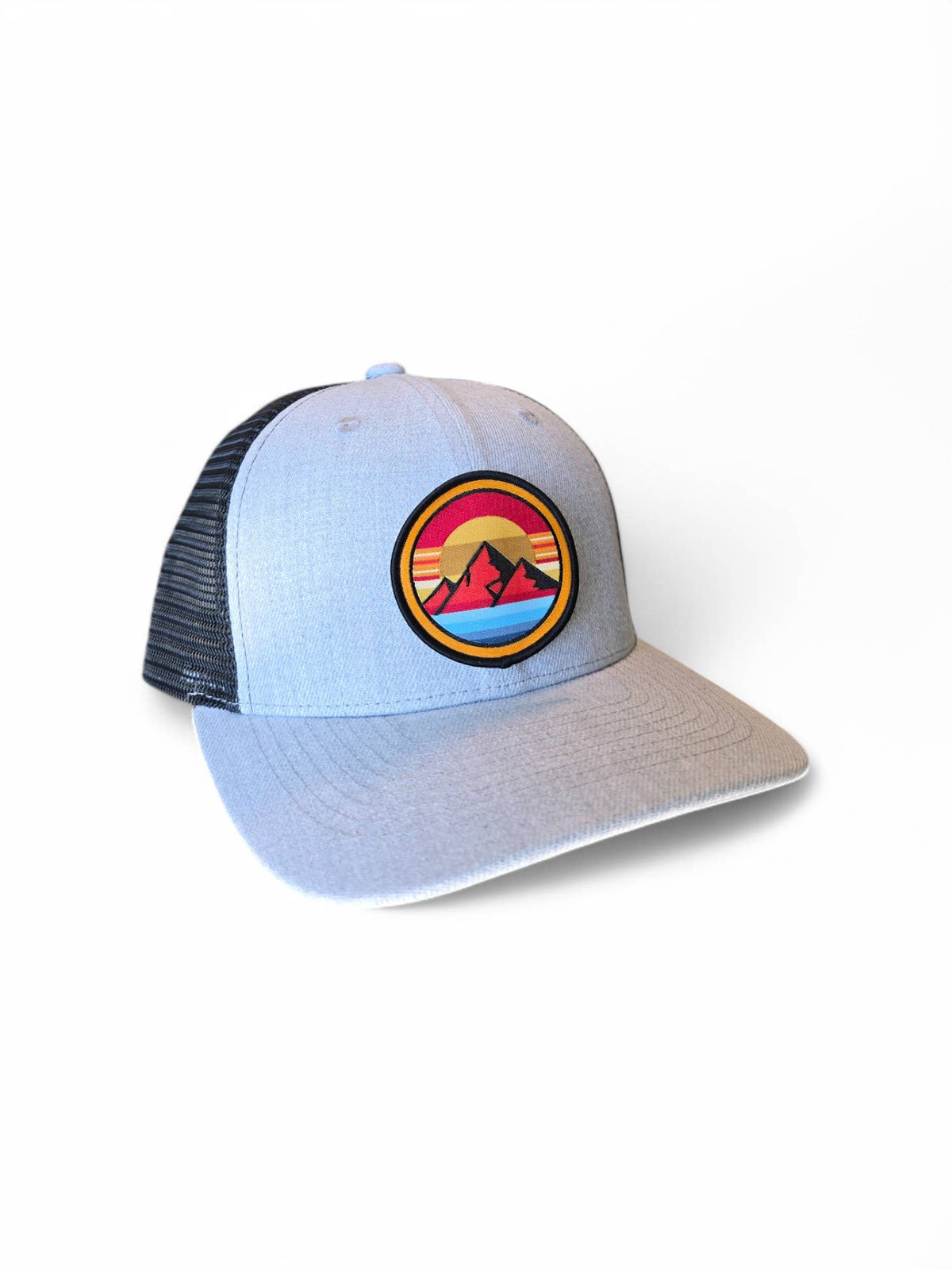 Retro Mountain Trucker Hat – Sunset Landscape Patch