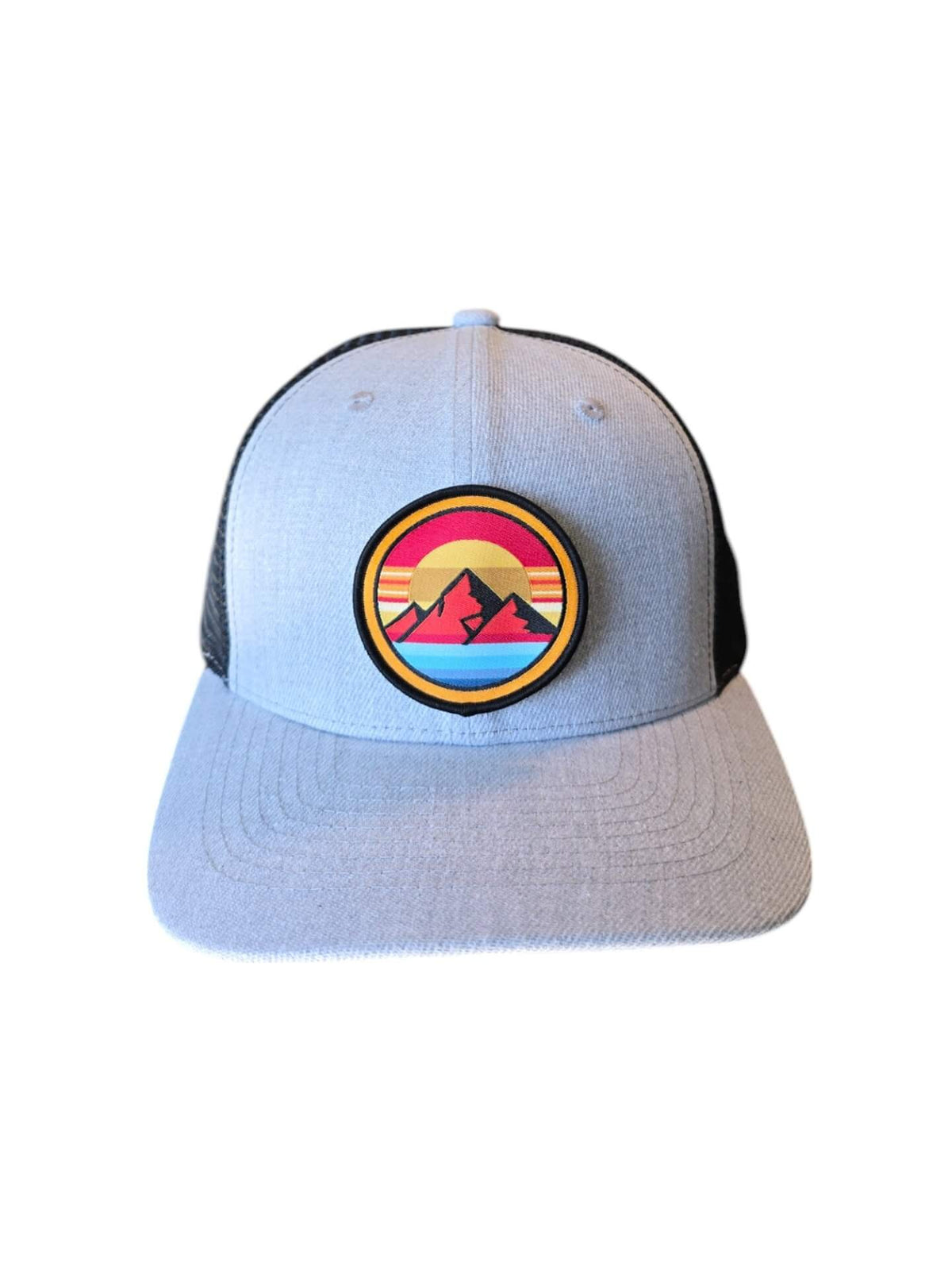 Retro Mountain Trucker Hat – Sunset Landscape Patch