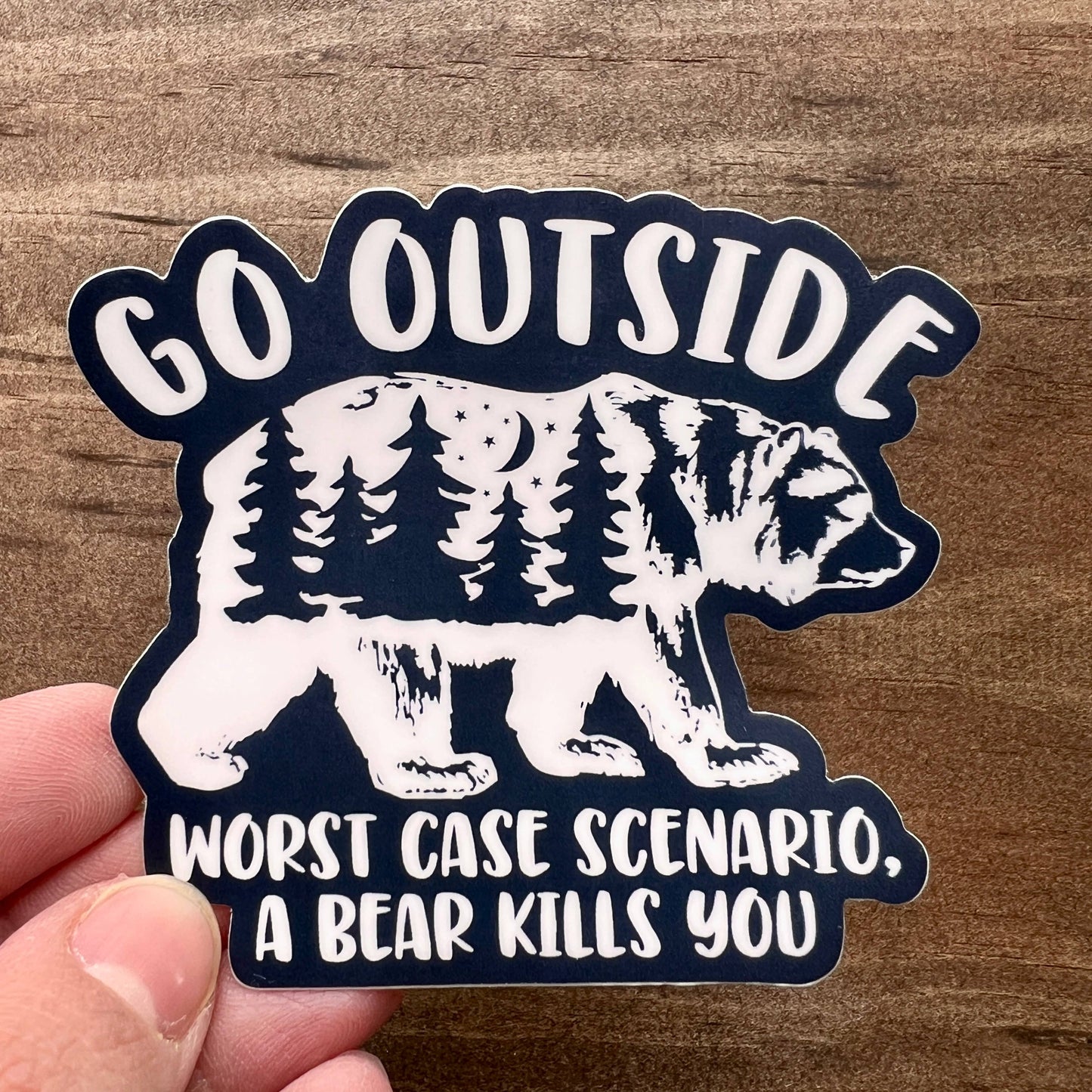 Hilarious Bear Sticker for Outdoor Lover, Go Outside Bear 041