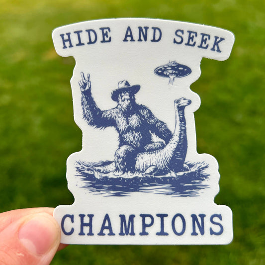 Hide and Seek Champion Sasquatch Riding Nessie Sticker 92