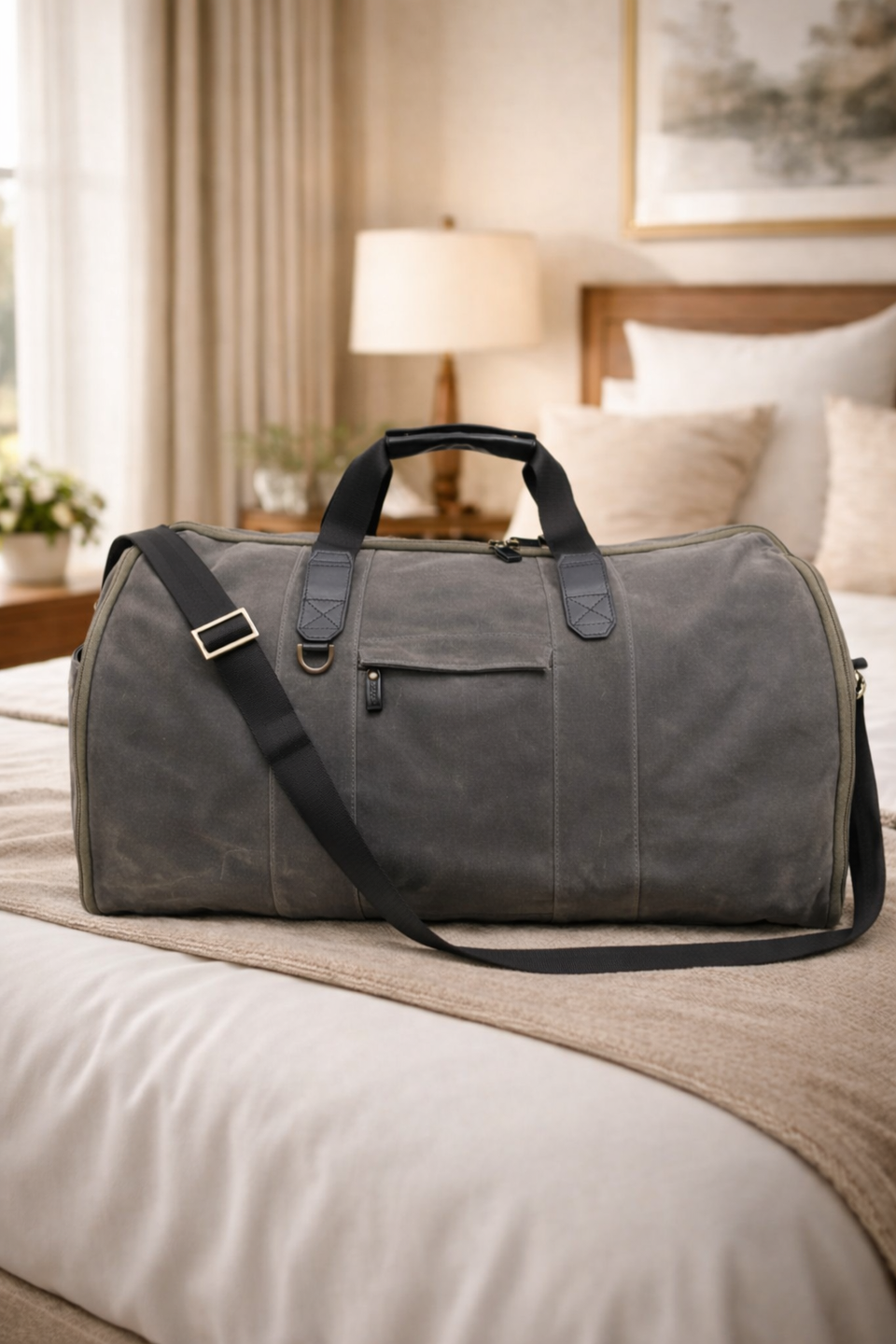Boconi - Sloan Waxed Canvas and Pull-up Leather Garment Duffle