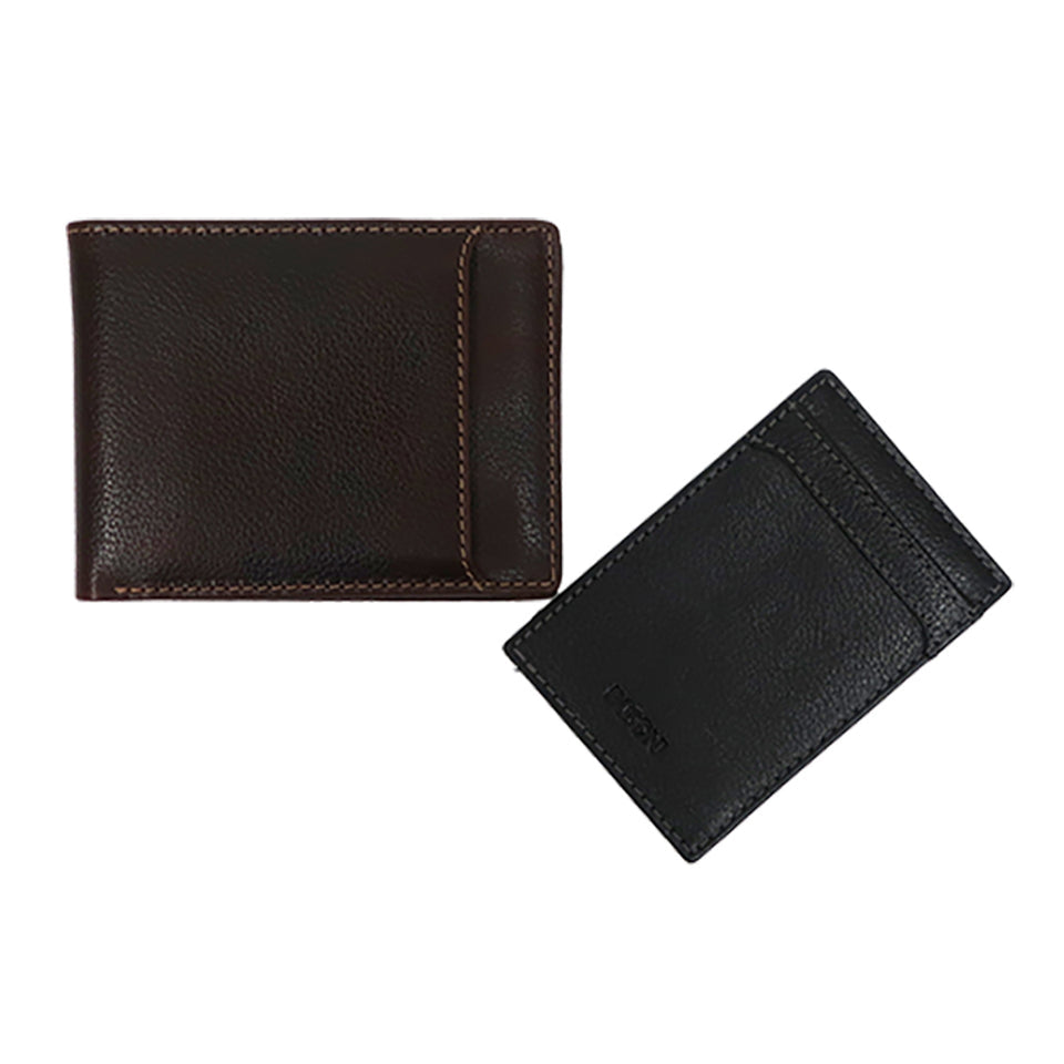 Boconi Bifold Leather Wallet with Card Case Insert