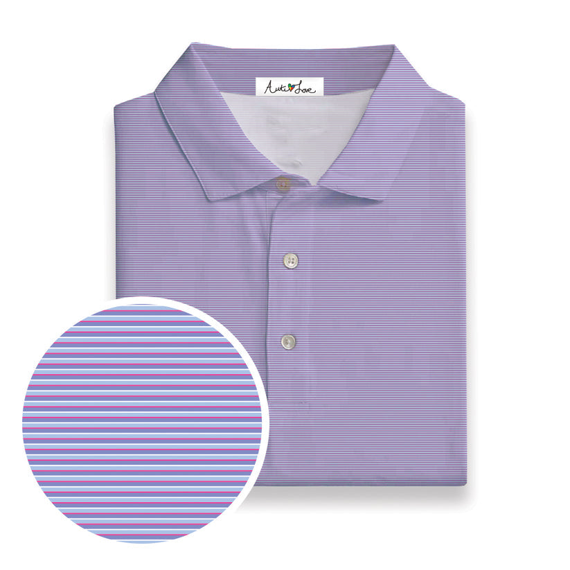 Purple, Light Blue, Pink & White Microstripe Performance Polo